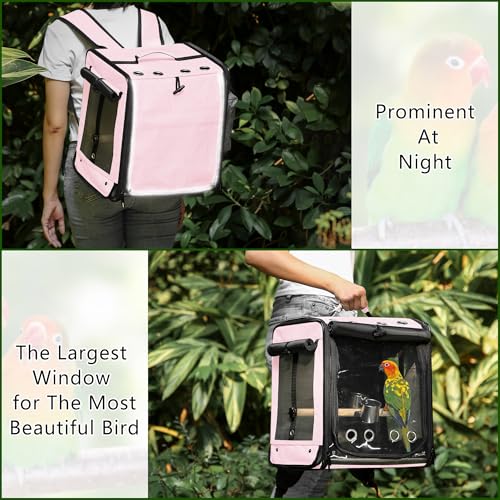 Bird Carrier with Seat Belt for Car Travel (13.5"L x 10.0"W x 15.5"H / Pink)