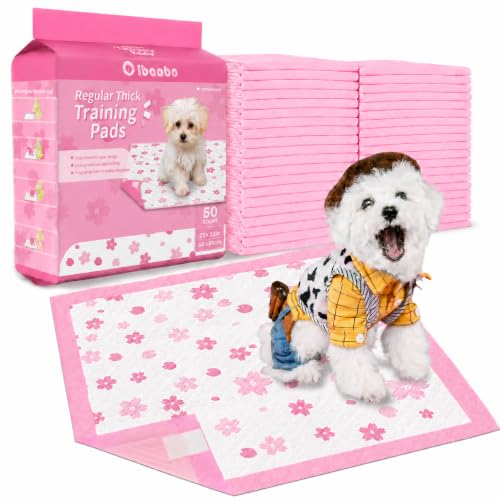 Pink Puppy Pads with Adhesive Tabs 22x22in 50 Count Absorbent (22x22in | Standard Absorbent)