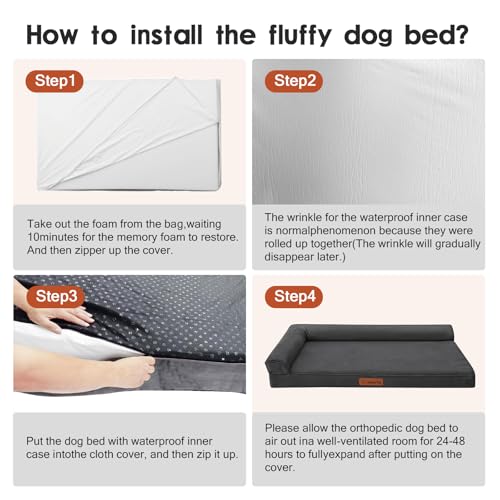 Microsuede Dog Bed for Small & Medium Dogs (Microsuede Style-Dark Grey / M(35"x23"x3"))
