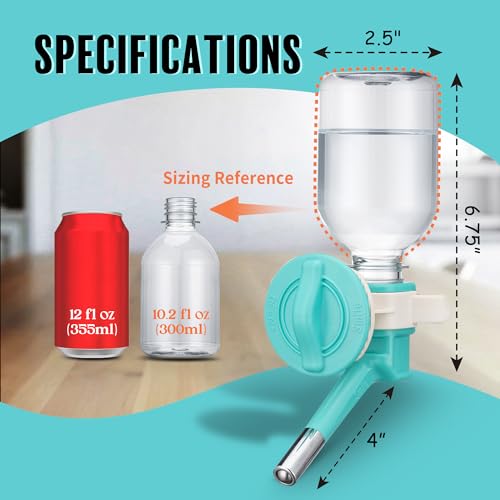 Patented No Drip Water Bottle (C528 Aqua / Rabbits-Chinchillas-Toy Dogs-10.2 fl.oz)