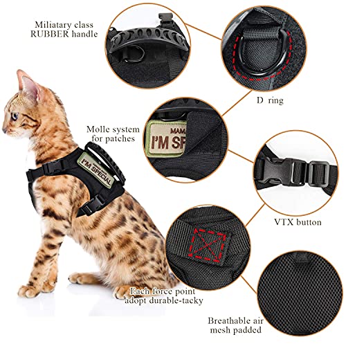 Tactical Cat Harness for Walking Escape Proof (Large / Black)
