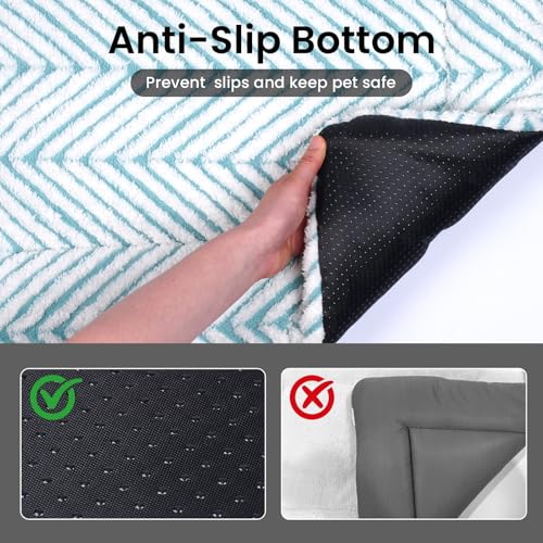 Dog Crate Pad Washable Cat Dog Bed for Crate Flat Pet Kennel Mat (24''L x 18''W x 1.5''Th / V: Chevron Blue)