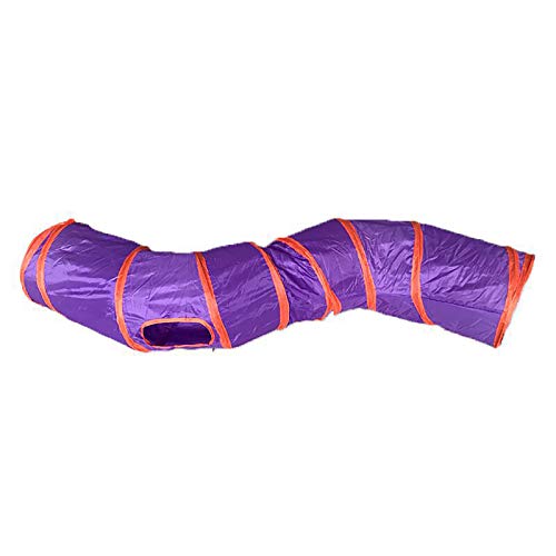 Cat Tunnel Toys for Indoor Cats Kittens Rabbits (47" (Shape S) / Purple)