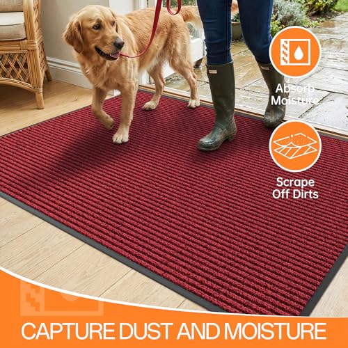 Indoor Outdoor Door Mat (Red / 3' x 6' (Rectangular))