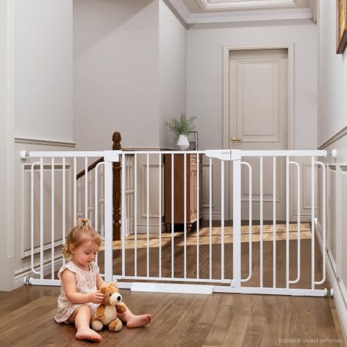Extra Wide Baby Gate (White / 36.6"-69" W x 30.5" H)