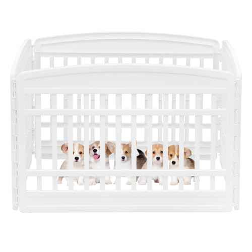 4 Panel Dog Playpen (White / 4 Panel – 24" H)