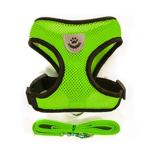 Green Cat Harness and Leash Set (green / S：(Neck:9.44" chest:11.02"-14.96"))