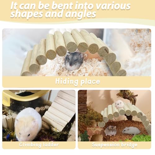 PIVBY 2PCS Wooden Hamster Ladder Bridge (2 PCS, Natural wood)