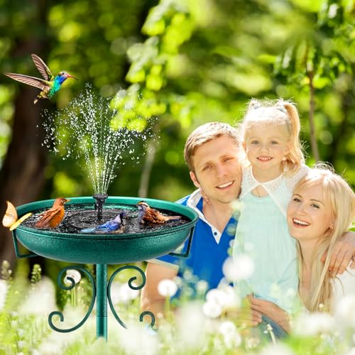 35In Metal Bird Bath for Outside (Green)