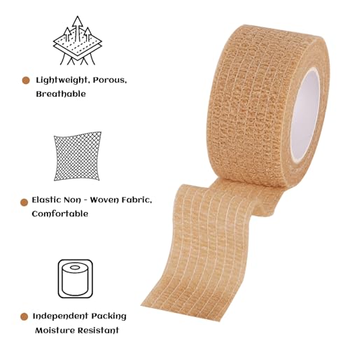 24 Rolls Elastic Self Adhesive Bandage Wrap 1 Inch (1 Inch-24 Count Brown)