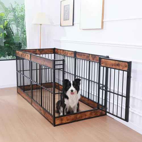 Furniture Style Dog Playpen (Rustic Brown / 6 Panels (27.5" High))