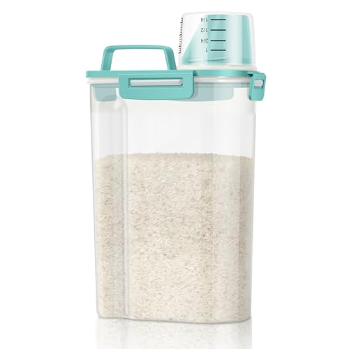 Rice Storage Container 3 to 5 Lbs (3Qt-Cyan)