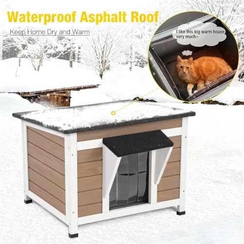 Cat House Outdoor Feral Kitty Shelter with Insulation Liner for Outdoor Cats Winter Use