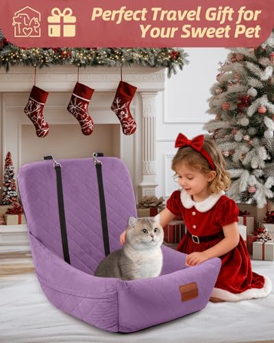 Dog Car Seat for Small Dogs Up to 25lbs (Purple)