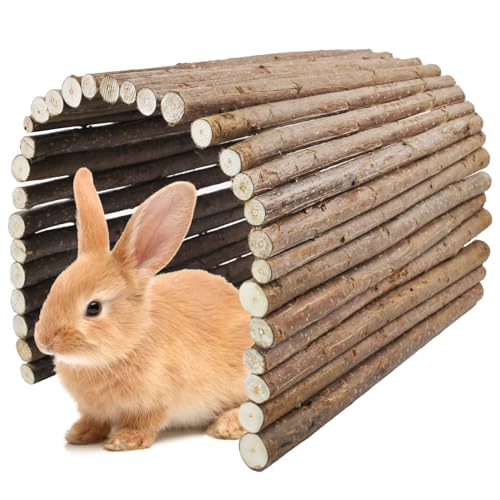 Rabbit Bridge Wooden Hamster Climbing Tunnel Bunny Extra Large Ladder Wood Flexible Hideout for Guinea Pig Chinchilla Ferret Hedgehog Rat Squirrel and Other Rodents (XL (26.0 x 16.0 inches))