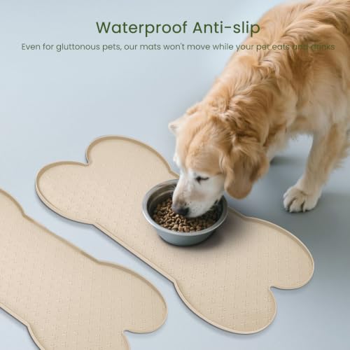 Dog Food Mat Anti (25.6" x 13"-2PCS / Beige)