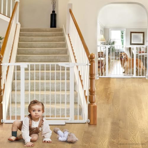 2 Pack 30 46" Baby Gate for Stairs (White / 30"-46"W x 30.5"H | 2 Pack)