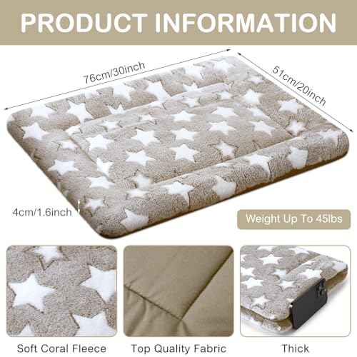 4 Pcs Dog Crate Pads Soft Warm (Rectangular 20 x 30 x 1.6 Inch / Star / Apricot)