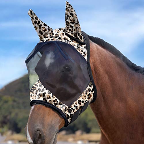 LumiVista Horse Fly Mask Standard with Ears UV Protection for Horse Leopard Print L Full Size (leopard print / Full (Large))