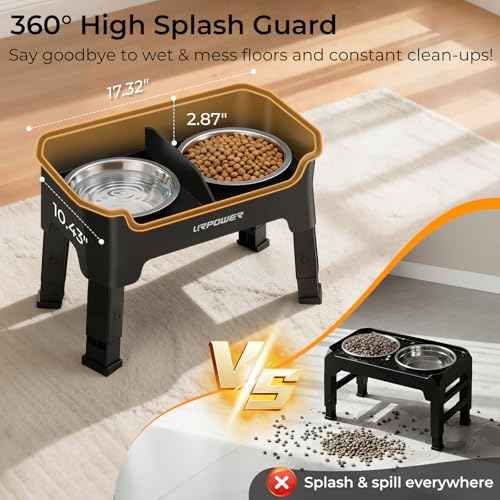 Mess Proof Elevated Dog Bowls (Black / Medium)