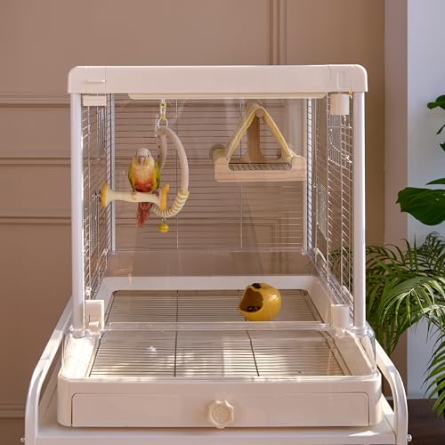 Natural Wooden Bird Swing (Yellow / 7.08"L x 0.48"W x 7.08"H)