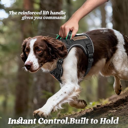 Tactical Dog Harness for Large Dogs (Xl(chest:23.6"-41.8",neck:21.7"-32.3",back:9.1") / Black)