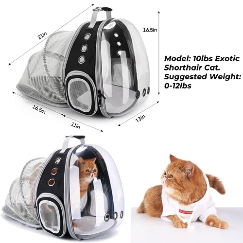 Expandable Bubble Cat Carrier Backpack (Back Expandable-Black)