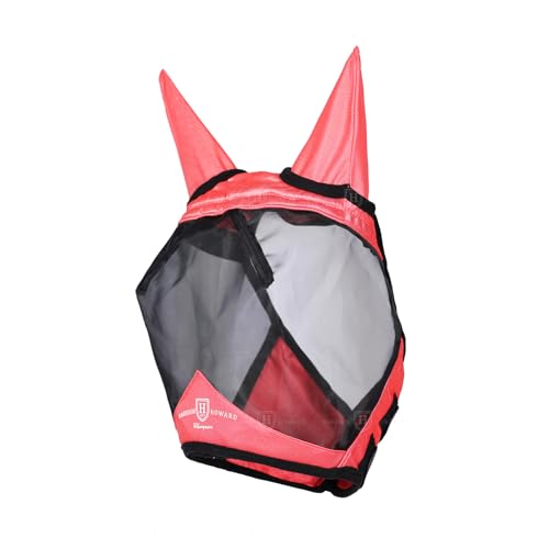 Horse Fly Mask with Ears (Coral Orange / Small (Yearling))