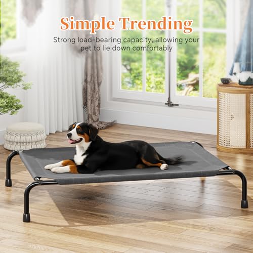 Raised Dog Bed for Large Dogs (47.75"L x 30.5"W x 8"Th / Dark Grey)