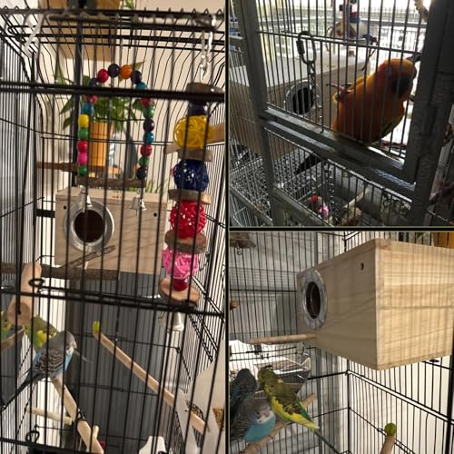 Parakeet Nesting Box for Cage (【X-Large:13.4x6.9x7.7 Inches】)