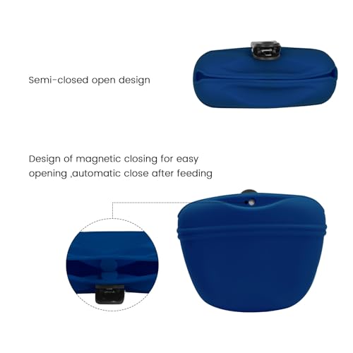 Silicone Dog Treat Pouch with Clicker Magnetic Closure Secure Clip (2 Pack / Hot pink++Navy)