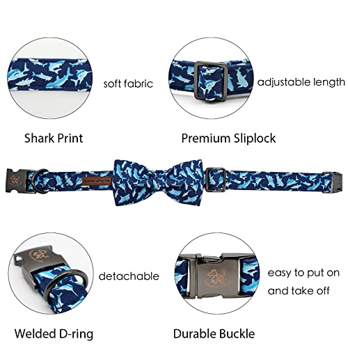 Dog Collar with Bow (Shark / X-Large (Pack of 1))