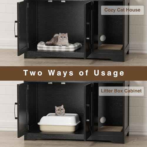 Cat Litter Box Enclosure (Black / 31"L x 17"W x 28.5"H)