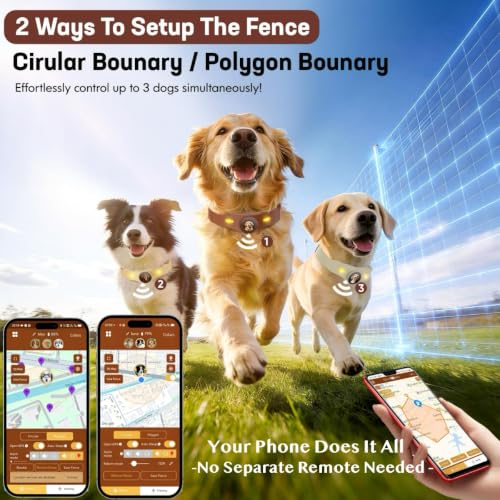 GPS Dog Collar Fence System with Free App (Khaki)