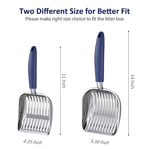 Cat Litter Scoop (Small / POLISHED Aluminum \ #01 Blue Handle)