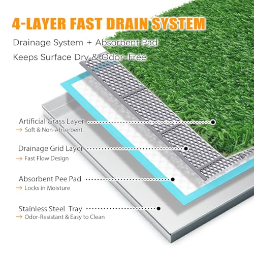DDog Grass Pee Pad with Stainless Steel Tray (Potty System Size -31.5''x 20")