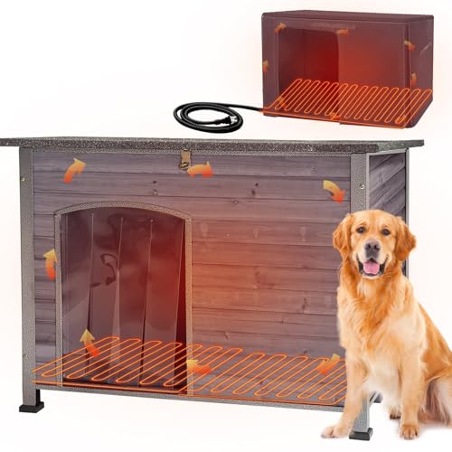 Dog House with Insulated Liner (43.3"Grey(With Insulated Liner))