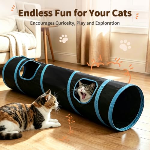 Cat Tunnel for Indoor Cats Kittens Rabbits (Black / Single Tunnel)