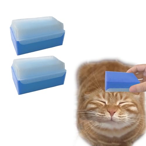 2PC Soft Cat Brush for Grooming (blue)
