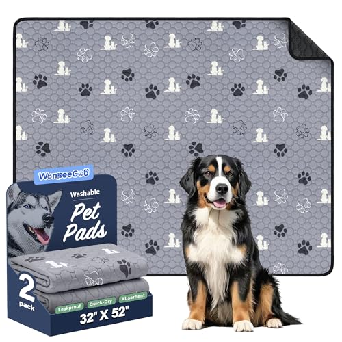 Washable Pee Pads for Dogs (Gray / 32"x52" (Pack of 2))