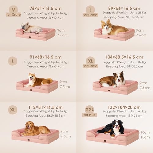 Orthopedic Extra Large Dog Bed (Dusty Pink / 44.0"l X 32.0"w X 6.5"th)