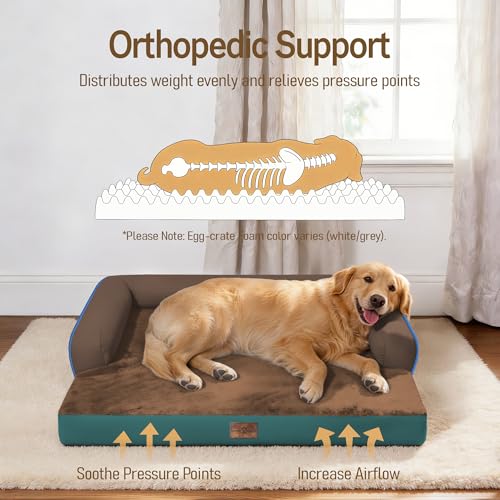 Orthopedic XL Dog Bed for Large and Extra Large Dogs (Jungle Berry / 42"L x 30"W x 7.5"Th)