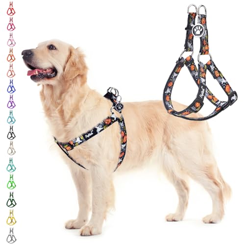 Halloween Dog Harness Medium Sized Step (Black(Ghost) / Medium)
