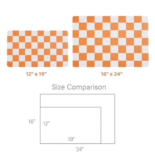 Checkered Dog Feeding Mat (19"L x 12"W / Orange)