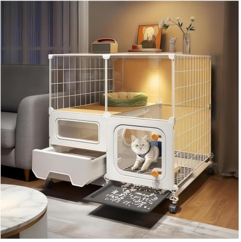 Indoor cat cage with Litter Box (28″(L) x18″(W) x34″(H))