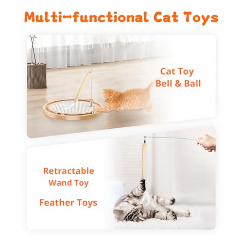 Cat Scratcher Toys Natural Sisal Pad Kitten Interactive Ball Track (Light Gold)