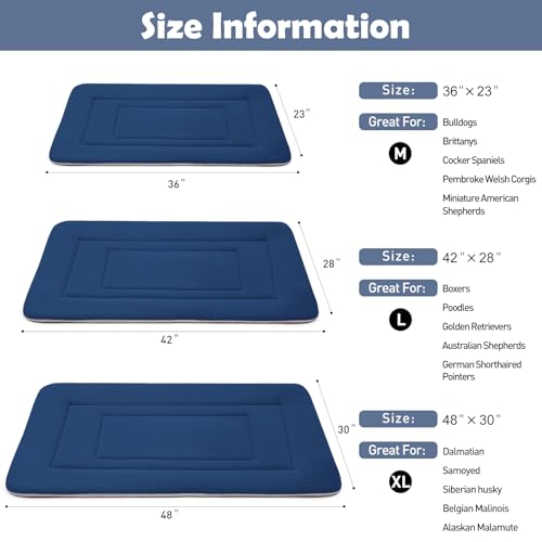 Dog Bed Soft Dog Crate Bed Pad Mat (42.0"L x 28.0"W x 1.2"Th / Dark Blue)