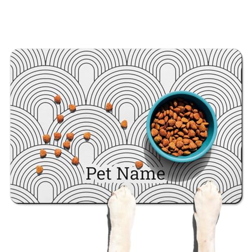 Personalized Dog Food Mat for Floors Absorbent (Personalized(Custom Dimensions) / 01-White)