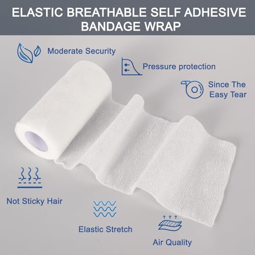 24 Pack Self Adhesive Bandage Wrap (White / 4 Inch)