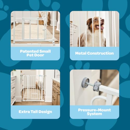 Carlson 36" Extra Tall Walk Through Dog Gate for Doorways & Bottom of Stairs (White / 29.5-36.5" W x 36" H)